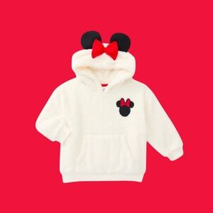 NWT • Minnie Mouse • Plush Cosplay Hoodie • Toddler 2T • Cream/Red
